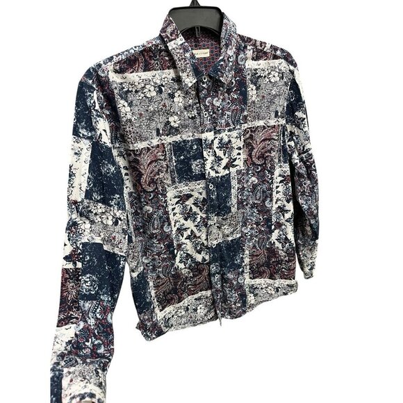 Sable & Stone Men's XL Button Down Shirt Paisley Patchwork Print Long Sleeve - Picture 2 of 3
